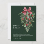 Winter Smaragd Groen Feestelijke Kerstbruiloft Kaart (Voorkant)