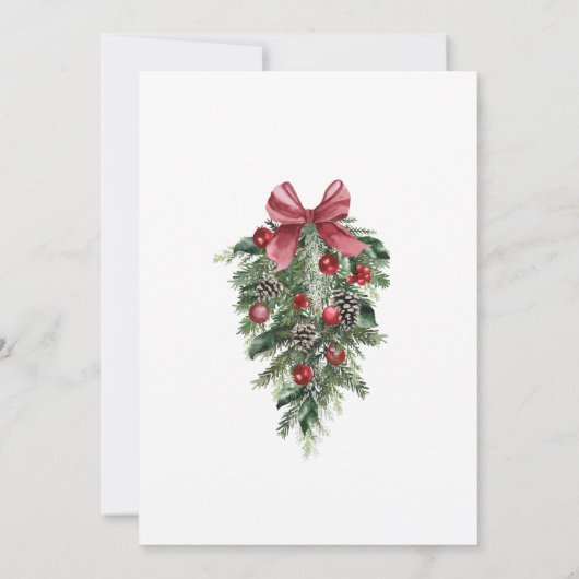 Winter Smaragd Groen Feestelijke Kerstbruiloft Save The Date (Achterkant)