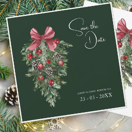 Winter Smaragd Groen Feestelijke Kerstbruiloft Save The Date