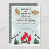 Winter S'mores Campfire Chocolate Birthday Kaart (Voorkant / Achterkant)