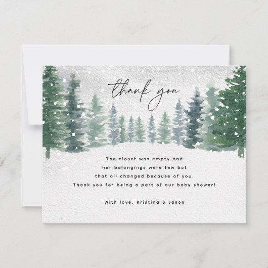 Winter Sneeuw Baby Het Is Koud Buiten Baby Shower Bedankkaart (Voorkant)