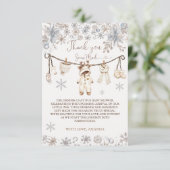 Winter Sneeuw Baby Shower Bedankkaart (Staand voorkant)