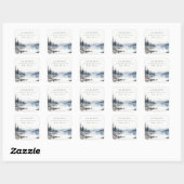Winter Sneeuw Berg Meer Landschapsadres Vierkante Sticker (Vel)