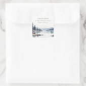 Winter Sneeuw Berg Meer Landschapsadres Vierkante Sticker (Tas)