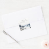Winter Sneeuw Berg Meer Landschapsadres Vierkante Sticker (Envelop)