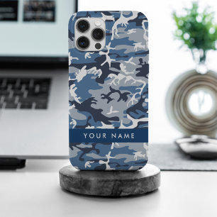 Winter Sneeuw Blau Camouflage Je naam Personalisee iPhone 15 Pro Max Case