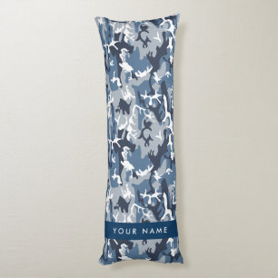 Winter Sneeuw Blau Camouflage Je naam Personalisee Lichaamskussen