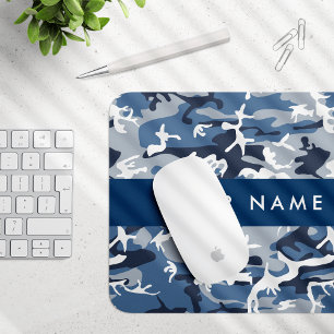 Winter Sneeuw Blau Camouflage Je naam Personalisee Muismat
