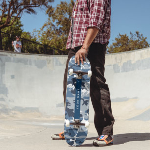 Winter Sneeuw Blau Camouflage Je naam Personalisee Persoonlijk Skateboard