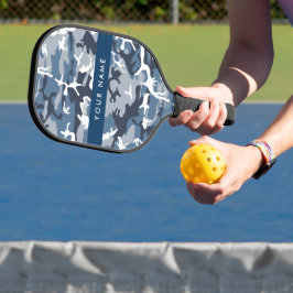 Winter Sneeuw Blau Camouflage Je naam Personalisee Pickleball Paddle