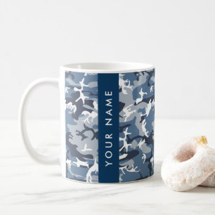 Winter Sneeuw Blau Camouflage Jouw naam Personalis Koffiemok