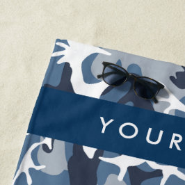 Winter Sneeuw Blau Camouflage Jouw naam Personalis Strandlaken