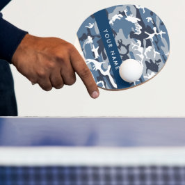 Winter Sneeuw Blau Camouflage Jouw naam Personalis Tafeltennisbatje