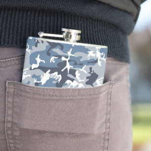 Winter Sneeuw Blauw Camouflage, Militair, Leger Heupfles
