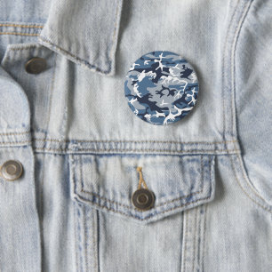 Winter Sneeuw Blauw Camouflage, Militair, Leger Ronde Button 5,7 Cm