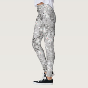 Winter Sneeuw Bloem Patroon Leggings