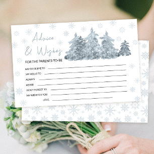 Winter sneeuw bomen baby shower advies wensen kaar briefpapier