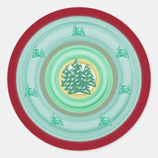 Winter Sneeuw Bomen Klassieke Ronde Sticker (Voorkant)