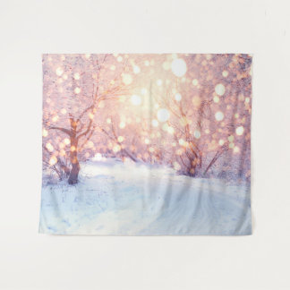 Winter Sneeuw Boom Achtergrond Kerst Wonderland Wandkleed