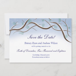 Winter Sneeuw Boomtakken Save the Date Kaart