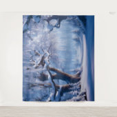 Winter Sneeuw Bos Boom Wand Tapijt Achtergrond Wandkleed (Voorkant)