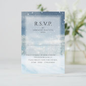 Winter sneeuw bos bruiloft RSVP kaartje (Staand voorkant)