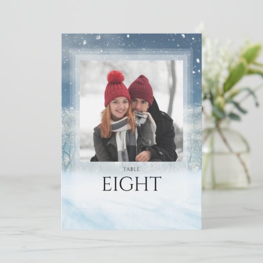 Winter Sneeuw Bos Foto Tafelnummer (Staand voorkant)