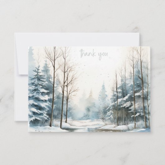 Winter sneeuw bos sympathie dank u notitiekaartje (Voorkant)