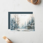Winter sneeuw bos sympathie dank u notitiekaartje (Voorkant / Achterkant in situ)