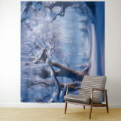 Winter Sneeuw Bosboom Wandtapijt Achtergrond Wandkleed (In situ)