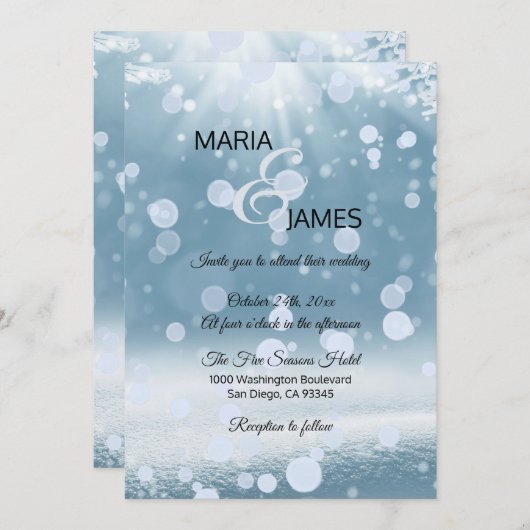 Winter Sneeuw Bruiloft Kaart (Voorkant / Achterkant)