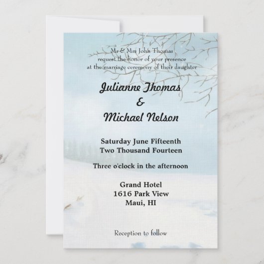 Winter sneeuw bruiloft kaart (Voorkant)