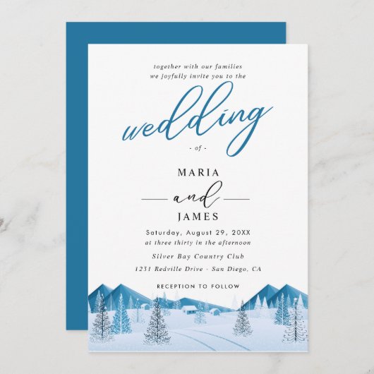 Winter sneeuw bruiloft kaart (Voorkant / Achterkant)