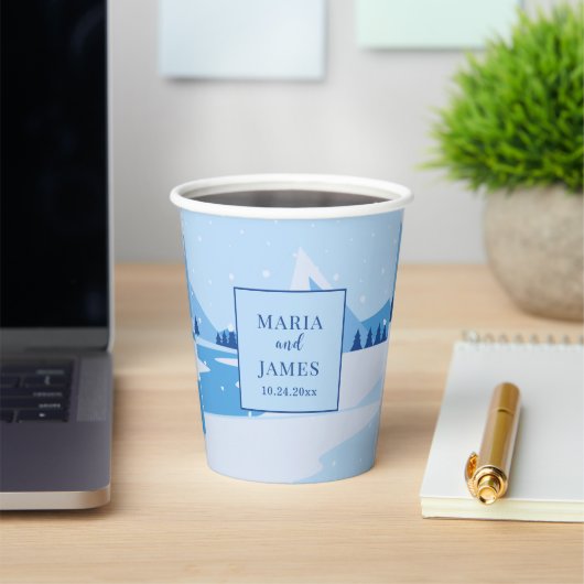 Winter sneeuw bruiloft papieren bekers (Insitu)
