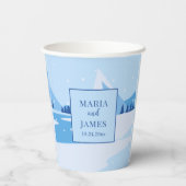 Winter sneeuw bruiloft papieren bekers (Achterkant)