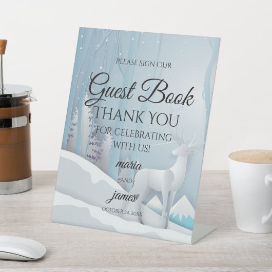 Winter sneeuw bruiloft reclamebord met voetstuk (Insitu)