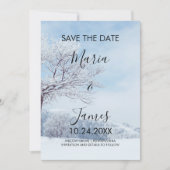 Winter Sneeuw Bruiloft Save The Date (Voorkant)