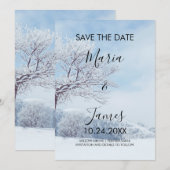Winter Sneeuw Bruiloft Save The Date (Voorkant / Achterkant)