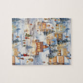 Winter sneeuw dorp scène legpuzzel (Horizontaal)