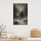 Winter Sneeuw Fantasie Kasteel Kunst Printbaar Got Poster (Keuken)