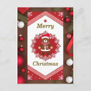 🎄 Winter Sneeuw Frame Beer Magie ❄️ Schattig Kers Briefkaart