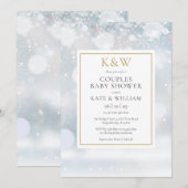 Winter Sneeuw Gouden Monogram Koppel Baby Shower Kaart (Voorkant / Achterkant)