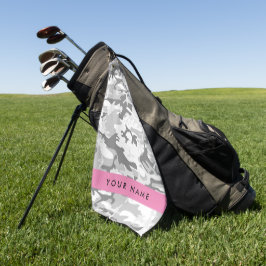 Winter Sneeuw Grijs Camouflage Je naam Personalise Golfhanddoek