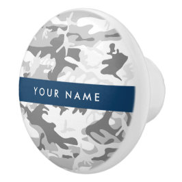 Winter Sneeuw Grijs Camouflage Je naam Personalise Keramische Knop