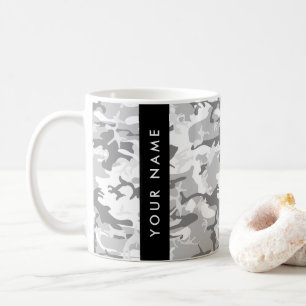 Winter Sneeuw Grijs Camouflage Je naam Personalise Koffiemok