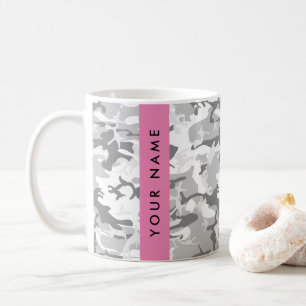 Winter Sneeuw Grijs Camouflage Je naam Personalise Koffiemok