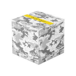 Winter Sneeuw Grijs Camouflage Je naam Personalise Kubus
