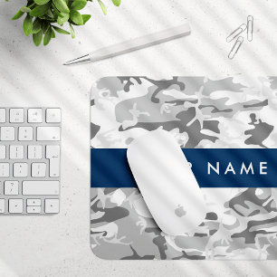 Winter Sneeuw Grijs Camouflage Je naam Personalise Muismat
