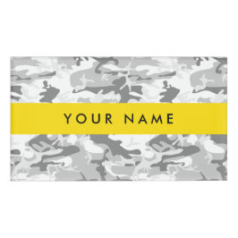 Winter Sneeuw Grijs Camouflage Je naam Personalise Naambadge