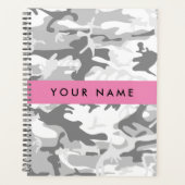 Winter Sneeuw Grijs Camouflage Je naam Personalise Planner (Voorkant)